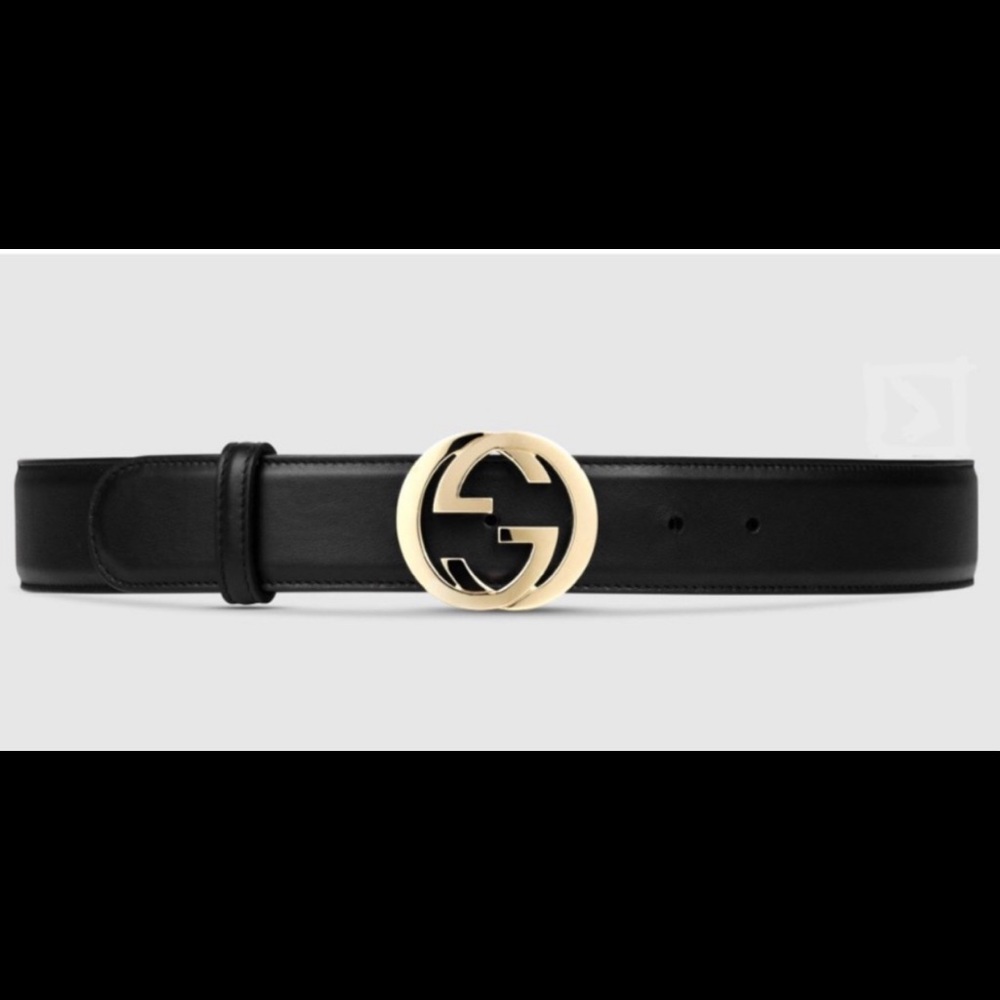 Gucci black leather belt interlocking G’s
